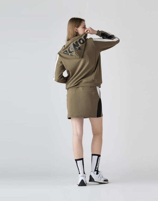 CRONOS BLACK emboss logo skirt【KHAKI】