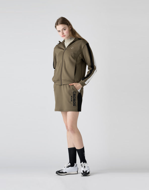 CRONOS BLACK emboss logo skirt【KHAKI】