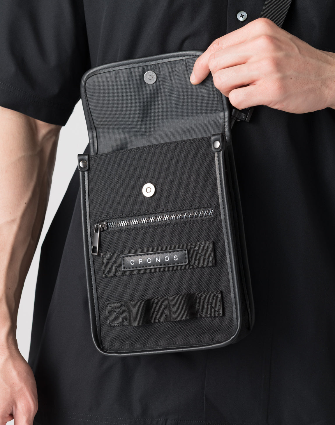 CRONOS compact shoulder BAG【BLACK】 – クロノス CRONOS