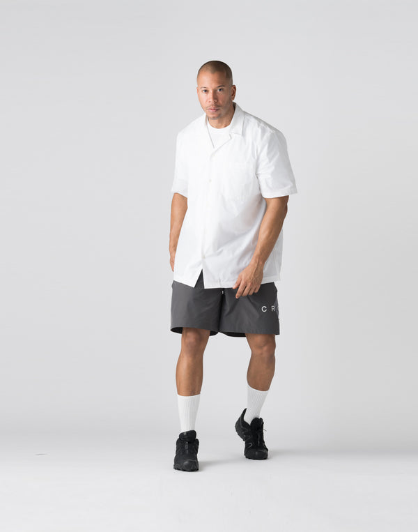 CRONOS Open Collar Short Sleeve Shirt【WHITE】