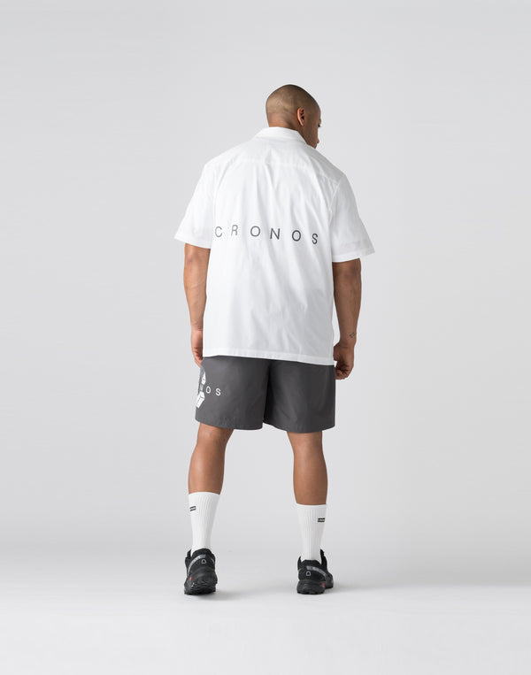 CRONOS Open Collar Short Sleeve Shirt【WHITE】