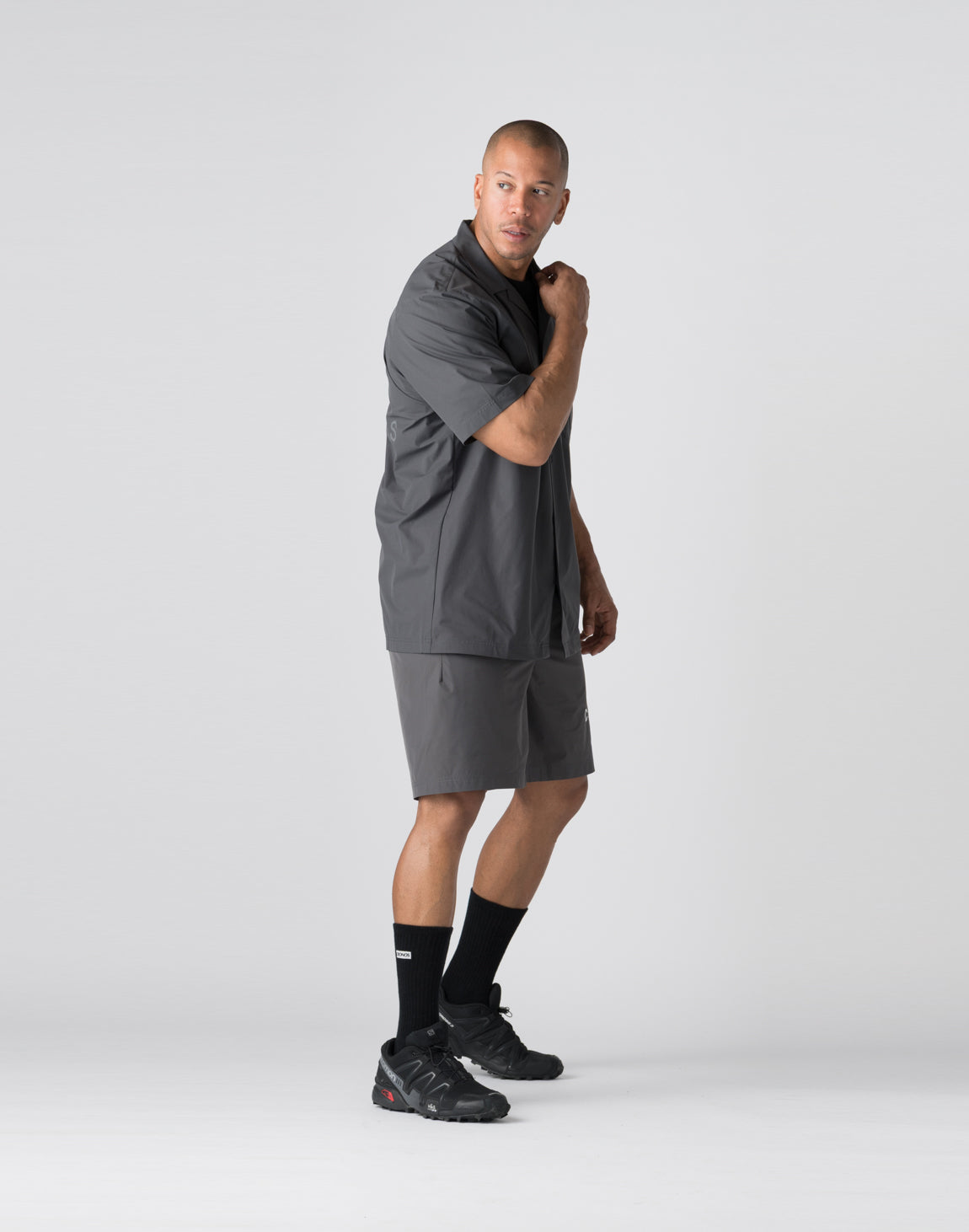 CRONOS Open Collar Short Sleeve Shirt【D.GRAY】 – クロノス