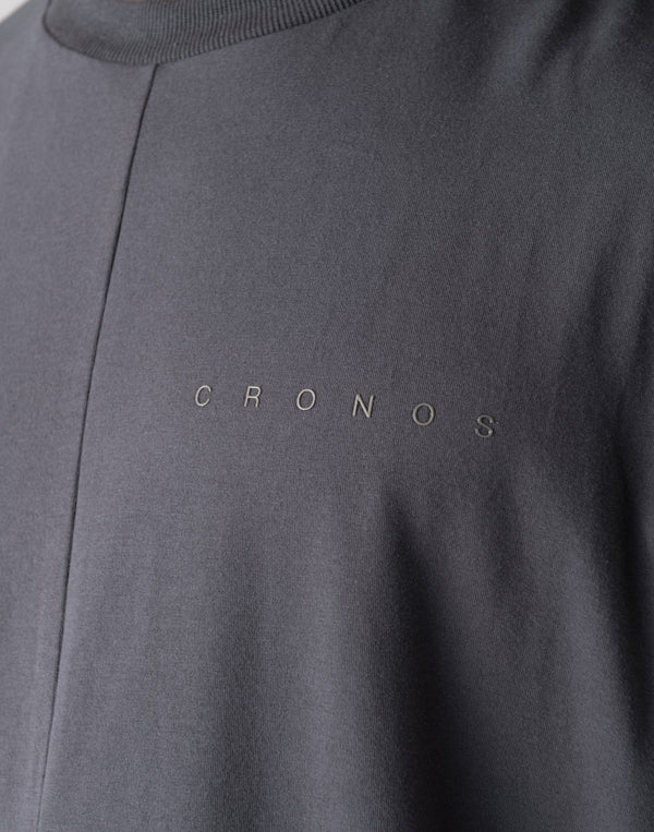 CRONOS Panel OverSize T-SHIRT【CHARCOAL GRAY】