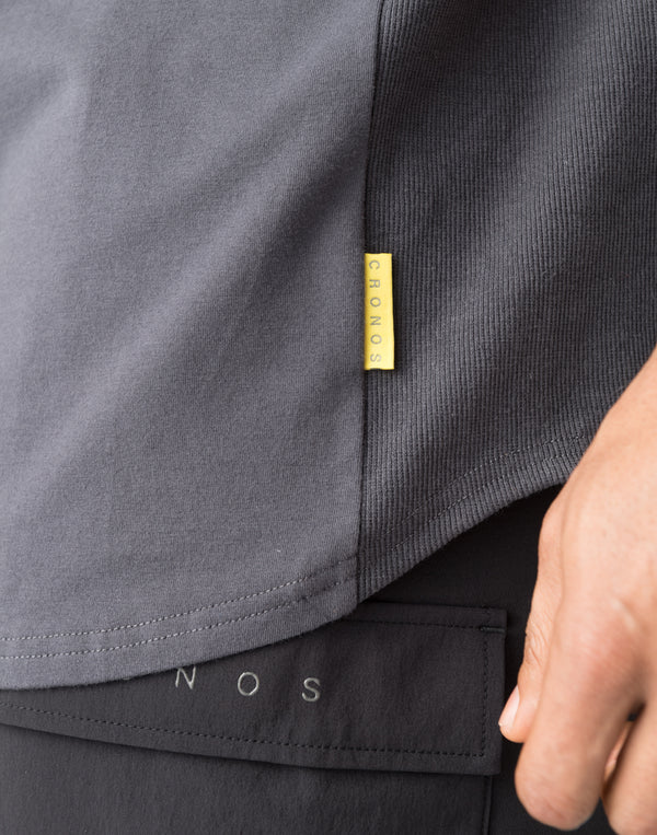 CRONOS Panel OverSize T-SHIRT【CHARCOAL GRAY】