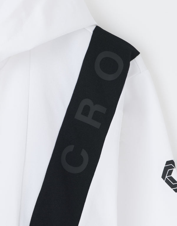 CRONOS Advanced Rash Guard 拉鍊連帽衫 [白色×黑色]