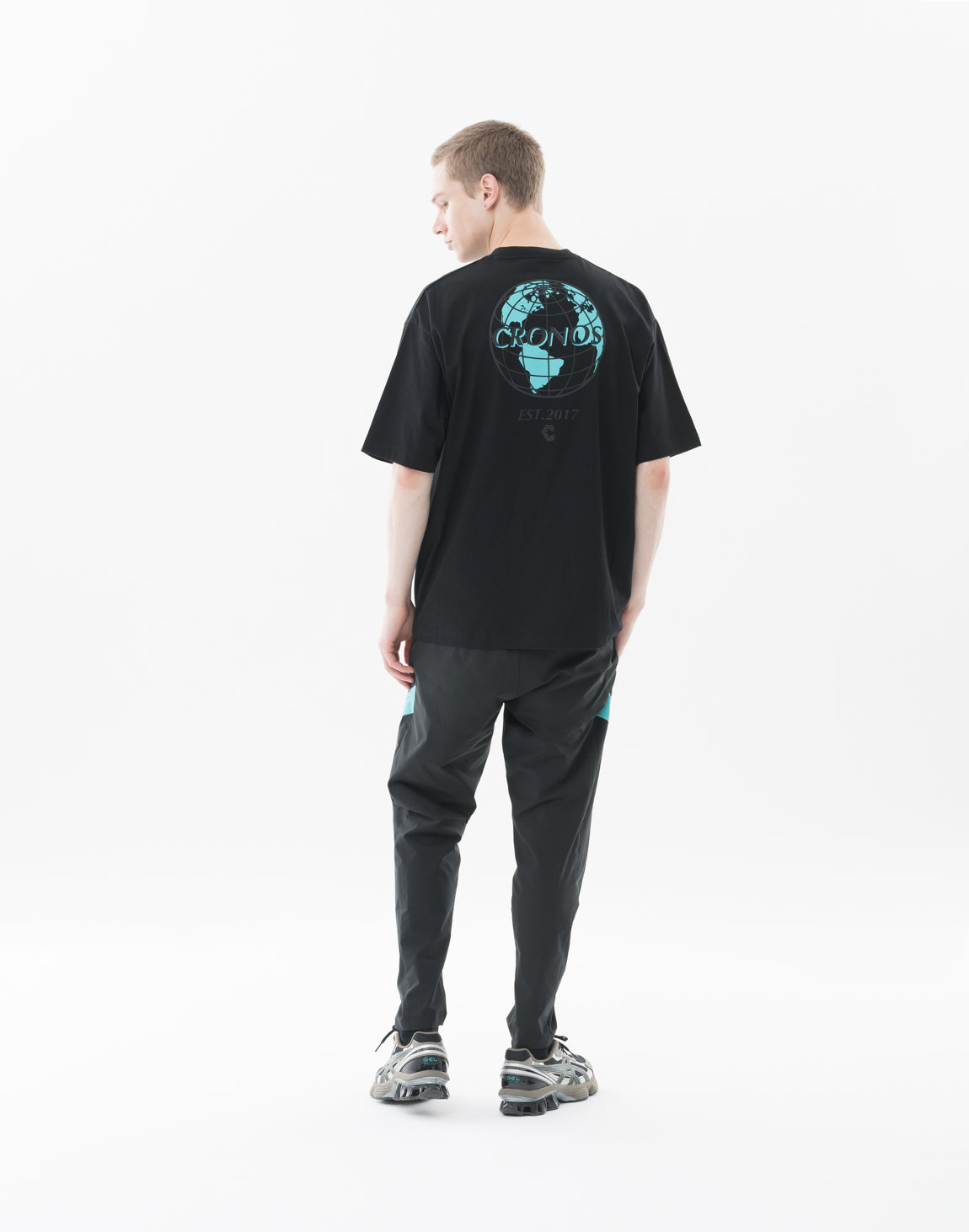 CRONOS Earth Design Print OverSize T-SHIRT【BLACK×BLUE
