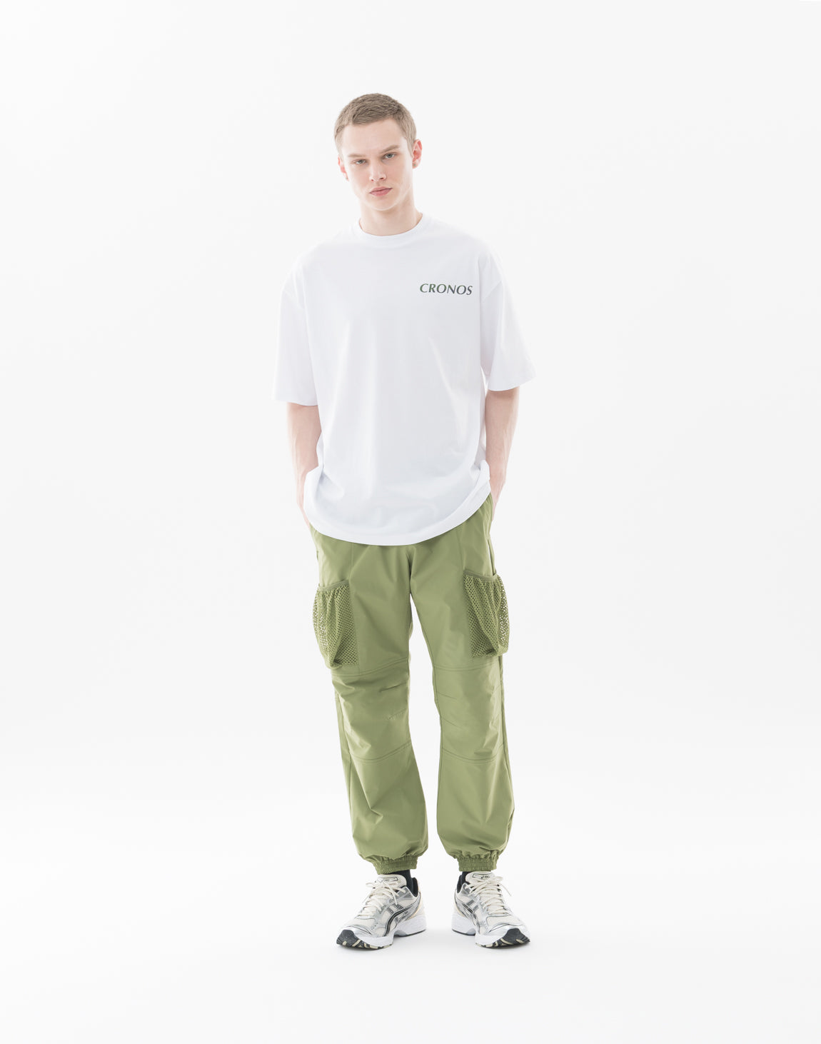 CRONOS Earth Design Print OverSize T-SHIRT【WHITE×KHAKI】