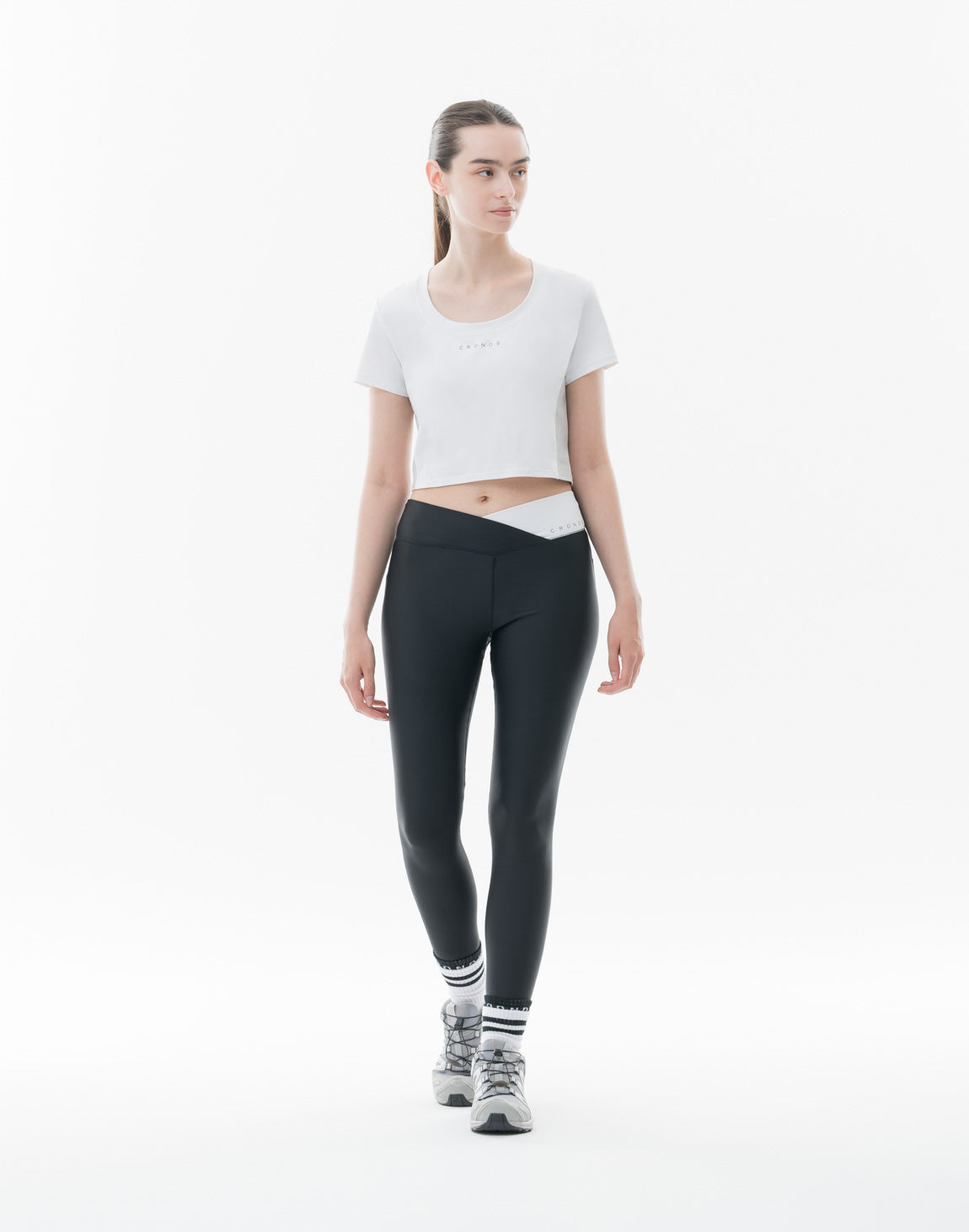 CRONOS WOMEN Active Short T-shirts【WHITE】