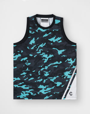 CRONOS TACTICAL CAMO over size SLEEVELESS TEE [BLUECAMO]