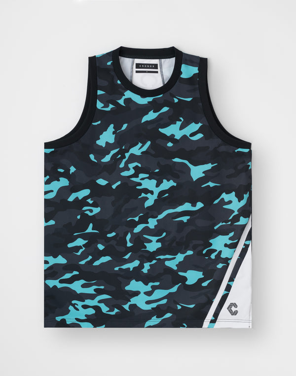 CRONOS TACTICAL CAMO over size SLEEVELESS TEE [BLUECAMO]