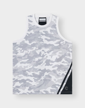 CRONOS TACTICAL CAMO over size SLEEVELESS TEE【WHITECAMO】