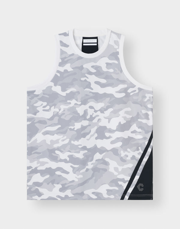 CRONOS TACTICAL CAMO over size SLEEVELESS TEE【WHITECAMO】