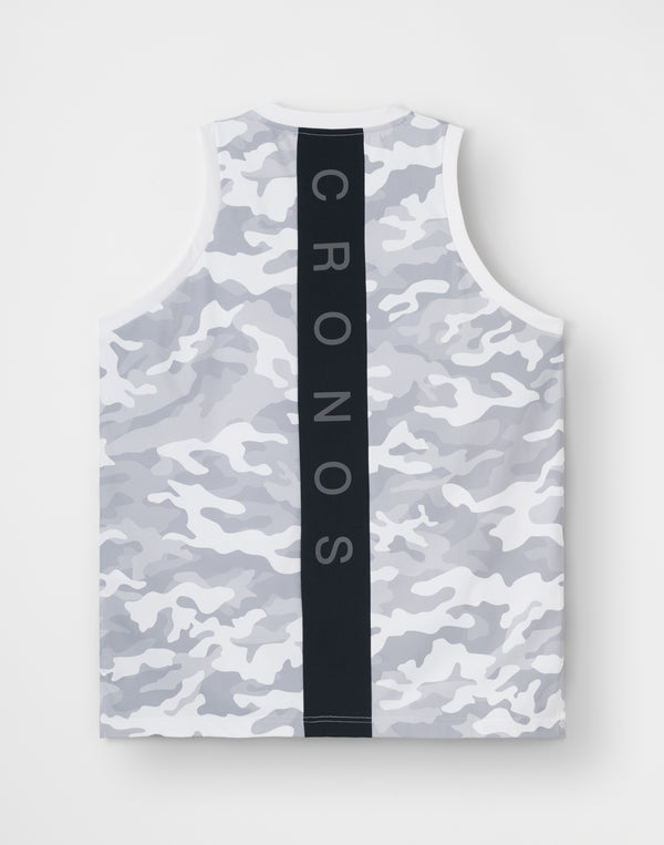 CRONOS TACTICAL CAMO over size SLEEVELESS TEE【WHITECAMO】