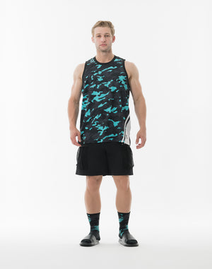 CRONOS TACTICAL CAMO over size SLEEVELESS TEE [BLUECAMO]