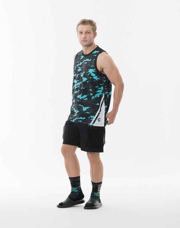 CRONOS TACTICAL CAMO over size SLEEVELESS TEE [BLUECAMO]