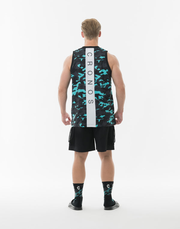 CRONOS TACTICAL CAMO over size SLEEVELESS TEE [BLUECAMO]