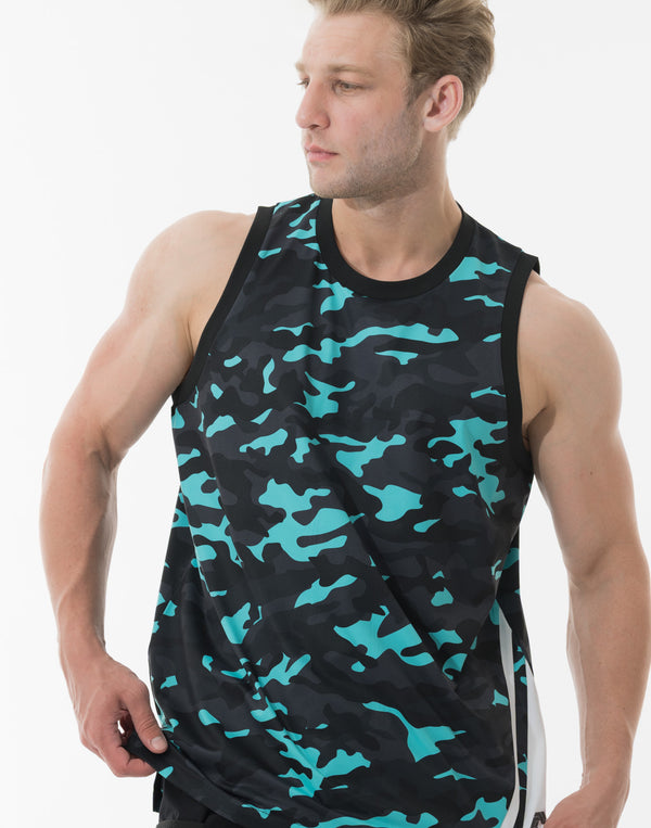 CRONOS TACTICAL CAMO over size SLEEVELESS TEE [BLUECAMO]