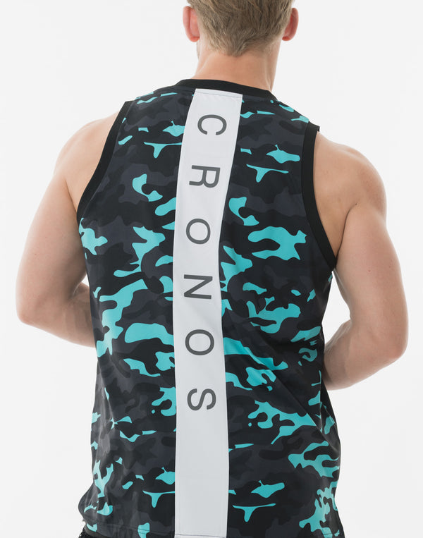 CRONOS TACTICAL CAMO over size SLEEVELESS TEE [BLUECAMO]