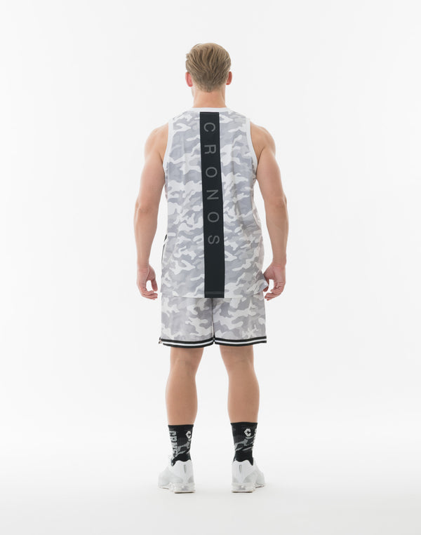 CRONOS TACTICAL CAMO over size SLEEVELESS TEE【WHITECAMO】