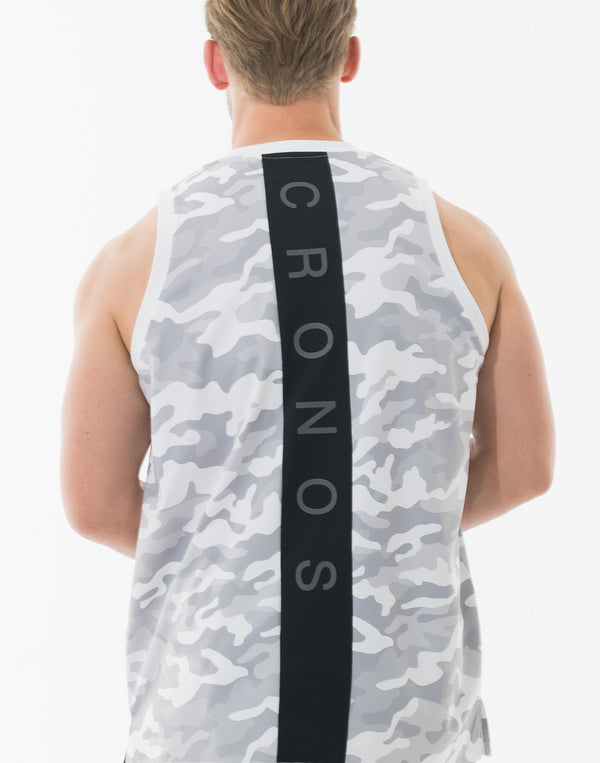 CRONOS TACTICAL CAMO over size SLEEVELESS TEE【WHITECAMO】