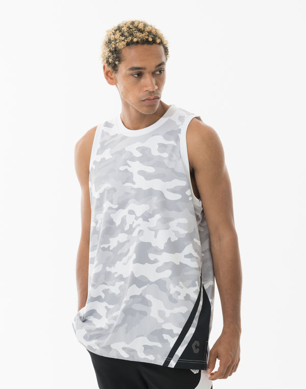 CRONOS TACTICAL CAMO over size SLEEVELESS TEE【WHITECAMO】