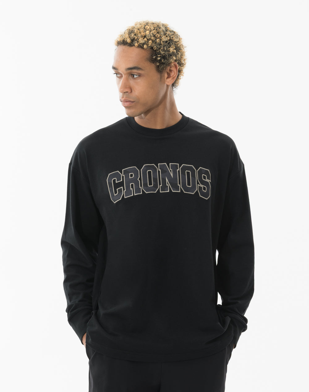 CRONOS  AIR DRY over size L/S TEE【BLACK】