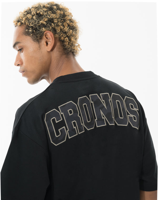 CRONOS PATCH LOGO TECH　over size S/S TEE【BLACK】