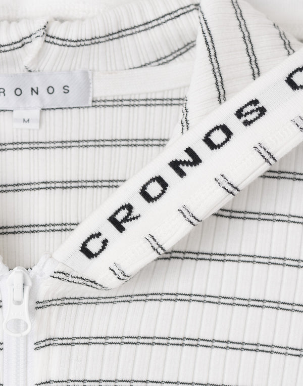CRONOS WOMEN Shiny Wide Rib Hoodie [WHITE]