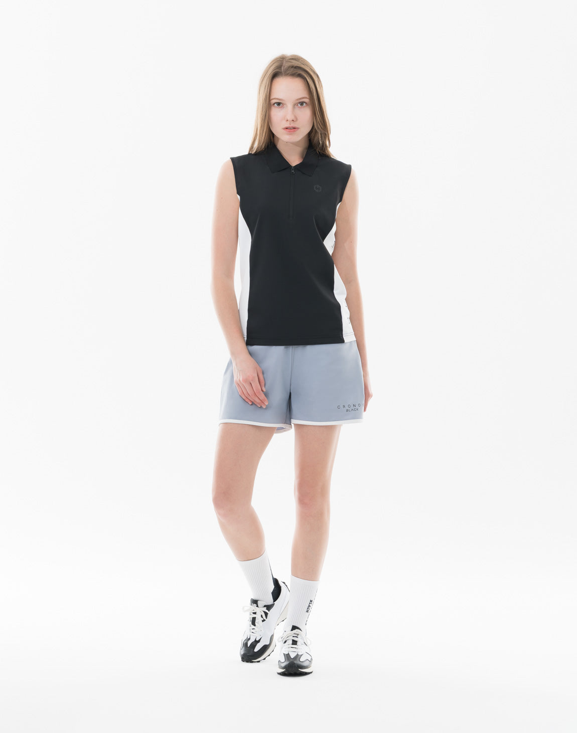 CRONOS BLACK WOMAN AirFlow Shield halfZIP Sleeve less【BLACK】