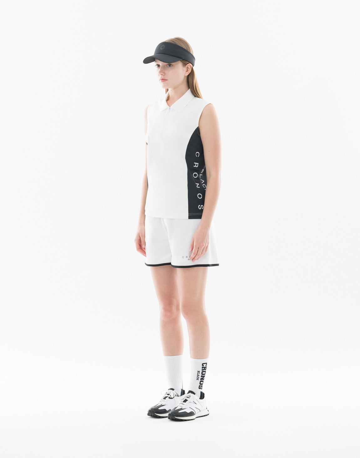 CRONOS ブラック ノースリーブ CRONOS Grunge Paint Stroke over size sleeveless【BLACK