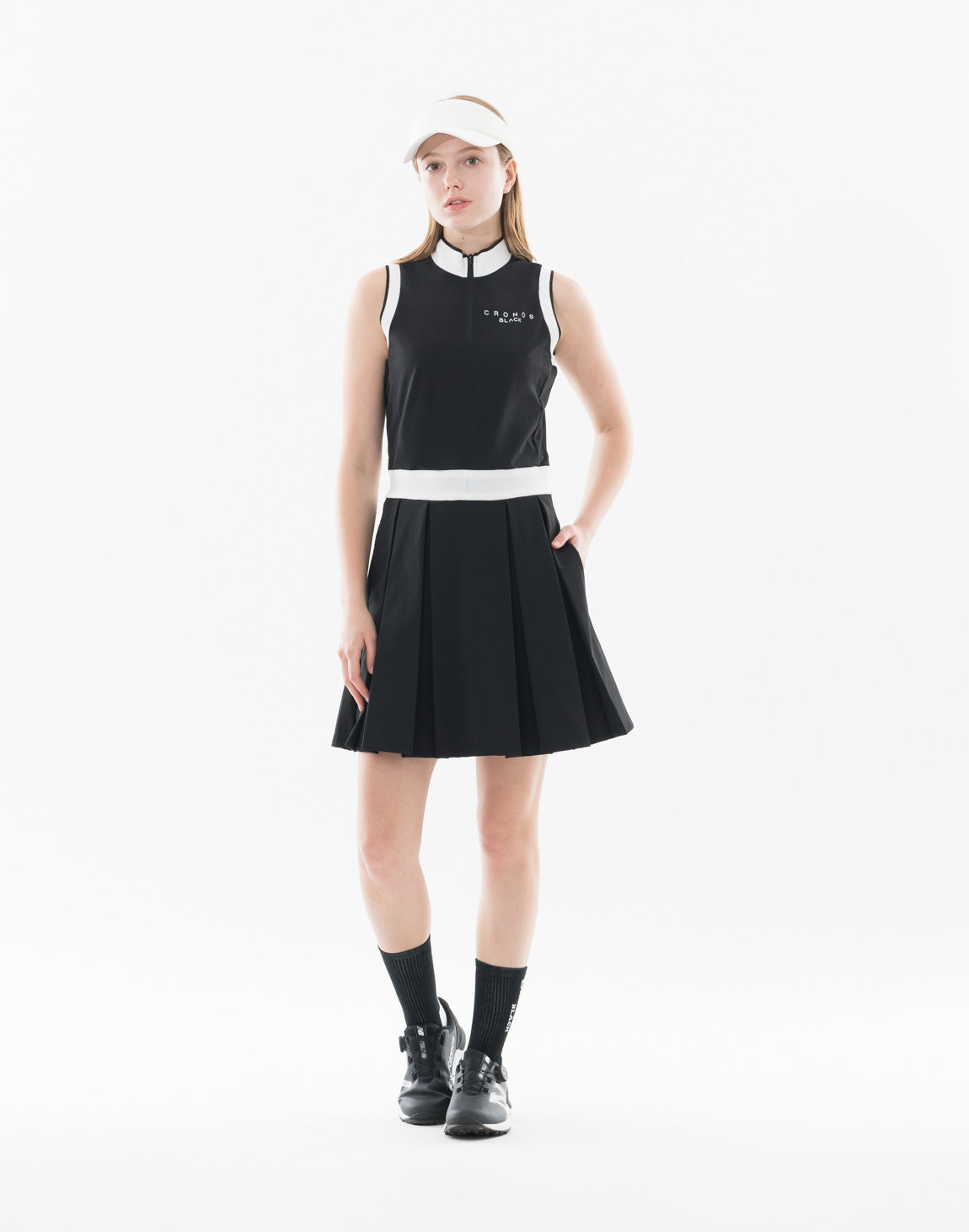新品】クロノスCRONOS BLACK LINEDRESS ゴルフワンピース