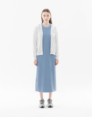 CRONOS WOMEN Shiny Wide Rib Hoodie [WHITE]