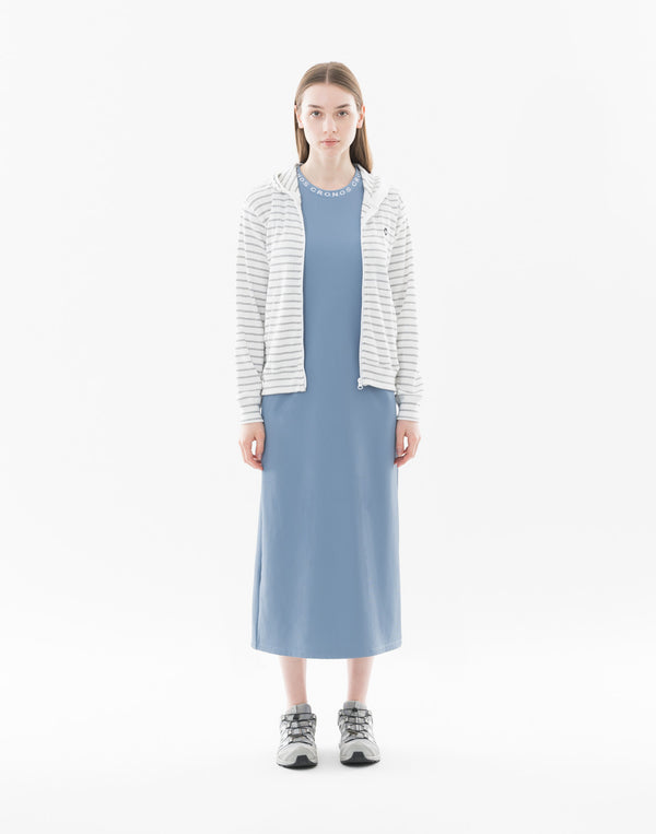 CRONOS WOMEN Shiny Wide Rib Hoodie [WHITE]