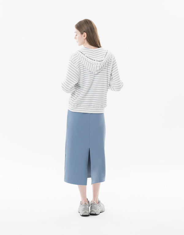 CRONOS WOMEN Shiny Wide Rib Hoodie [WHITE]