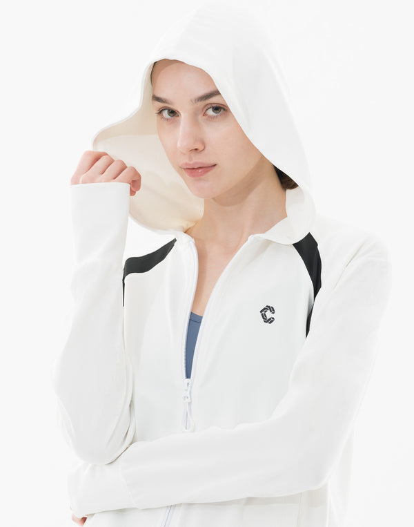 CRONOS WOMEN UV Shield Light Hoodie【WHITE】