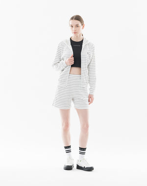 CRONOS WOMEN Shiny Wide Rib Hoodie [WHITE]