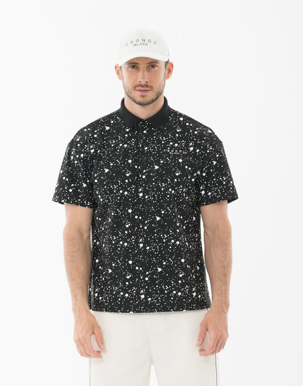 CRONOS BLACK 潑墨印花 Polo 衫 [黑色]