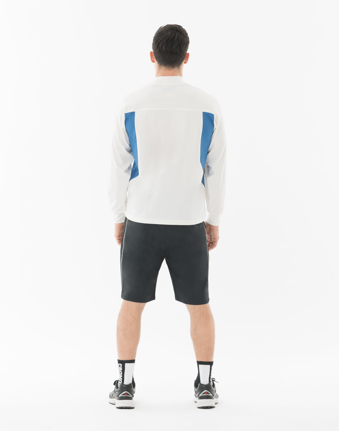 CRONOS 長袖カットソー S ブラック/ホワイト CRONOS BLACK mock neck longsleeve【WHITE】