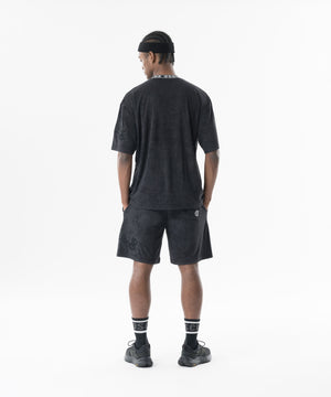 CRONOS Bamboo Pile Jacquard Logo S/S TEE【OFF BLACK】