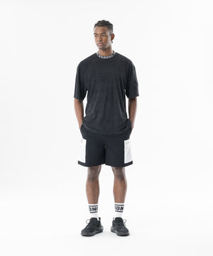 CRONOS Bamboo Pile Jacquard Logo S/S TEE【OFF BLACK】