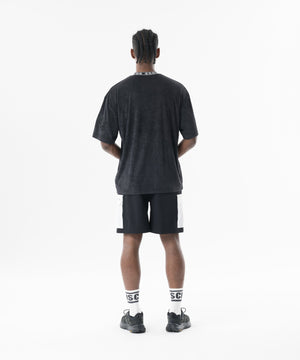 CRONOS Bamboo Pile Jacquard Logo S/S TEE【OFF BLACK】