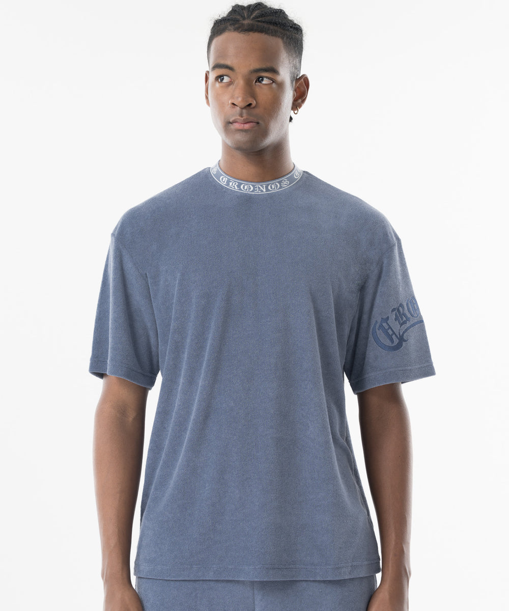 CRONOS Bamboo Pile Jacquard Logo S/S TEE【G.BLUE】