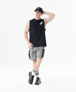 CRONOS Contrast Pocket Stretch Cargo Shorts【D.GRAY】