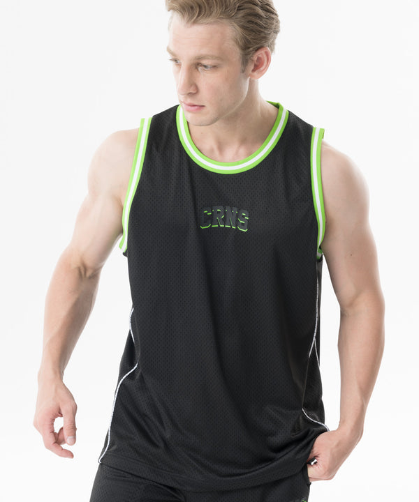 CRONOS Double-Layer Basketball Mesh Tank [BLACK×GREEN]