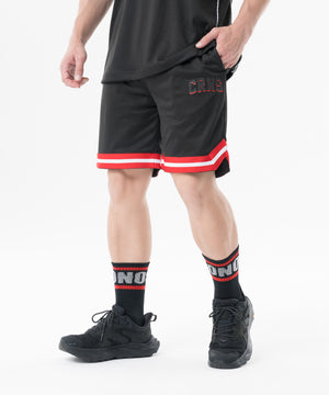 CRONOS Double-Layer Basketball Mesh shorts [BLACK×RED]