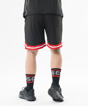 CRONOS Double-Layer Basketball Mesh shorts [BLACK×RED]