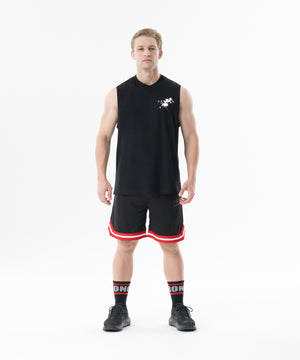 CRONOS Double-Layer Basketball Mesh shorts [BLACK×RED]
