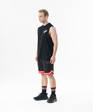 CRONOS Double-Layer Basketball Mesh shorts [BLACK×RED]