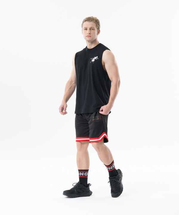 CRONOS Double-Layer Basketball Mesh shorts [BLACK×RED]