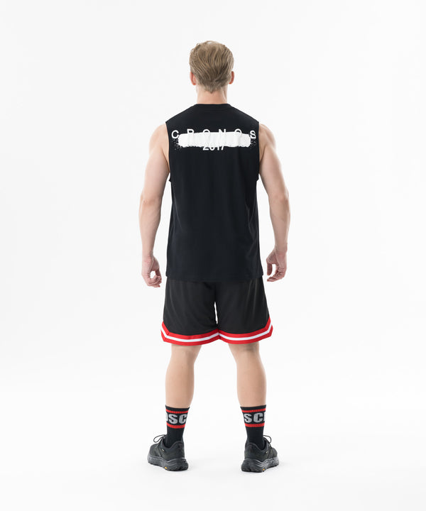CRONOS Double-Layer Basketball Mesh shorts [BLACK×RED]